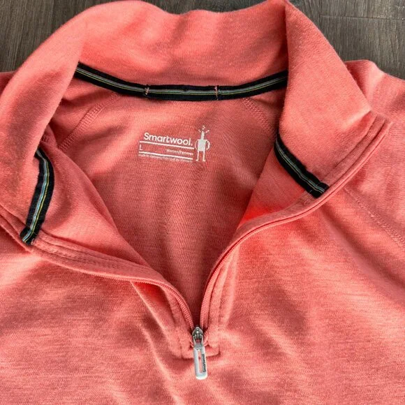 Smartwool Merino Base Layer 1/4 Zip - Orange / Size Large - Picture 2 of 10